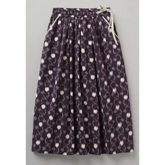 TOAST UK Trailing Ikat Organic Cotton Skirt | Chocolate/Dusted Mint - Picture 1 of 7